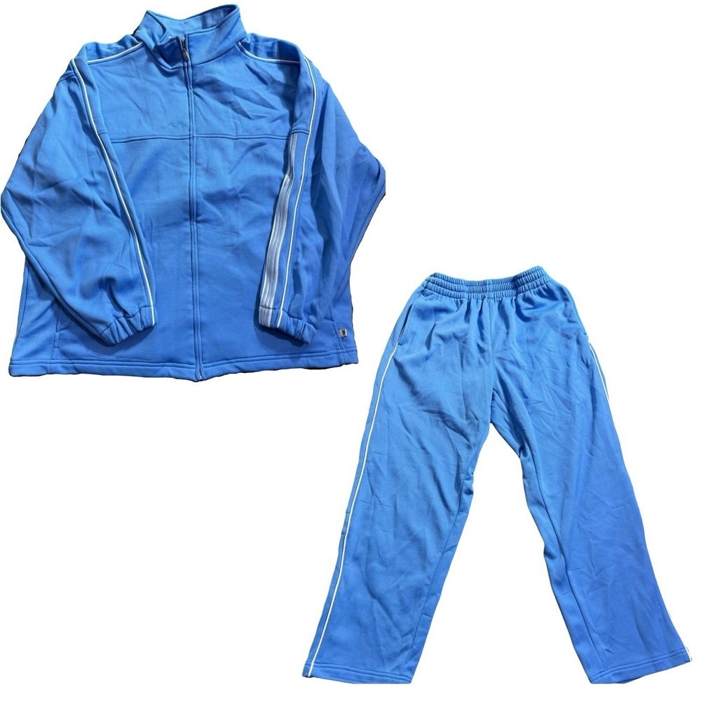 VTG 90s Adidas Basketball Baggy Track Suit 3 Stripes Jacket & Pants Men's Size L